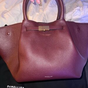DeMellier Burgundy Leather Midi Tote Bag